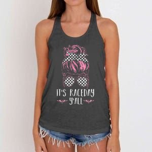 Dirt Track Racing Race ItS Race Day YAll Car Racing Women's Knotted Racerback Tank