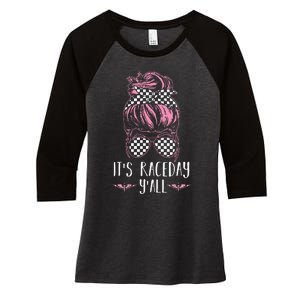 Dirt Track Racing Race ItS Race Day YAll Car Racing Women's Tri-Blend 3/4-Sleeve Raglan Shirt