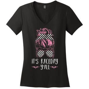 Dirt Track Racing Race ItS Race Day YAll Car Racing Women's V-Neck T-Shirt