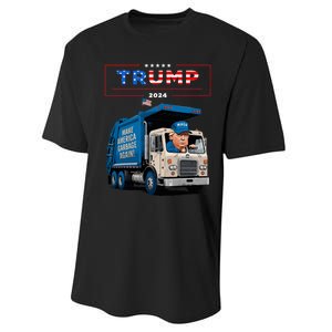 Donald Trump Rides In Garbage Truck Garbage For Trump Performance Sprint T-Shirt