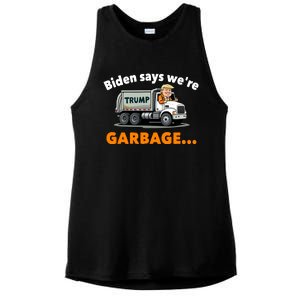 Donald Trump Rides A Garbage Truck Ladies PosiCharge Tri-Blend Wicking Tank