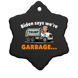 Donald Trump Rides A Garbage Truck Ceramic Star Ornament