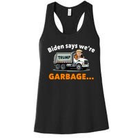 Donald Trump Rides A Garbage Truck Women's Racerback Tank