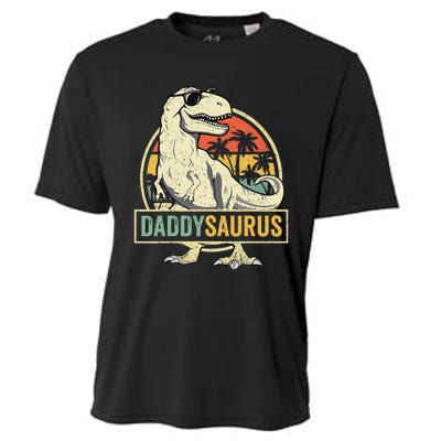 Daddysaurus T Rex Dinosaur Daddy Saurus Fathers Day Gift Dad Cooling Performance Crew T-Shirt