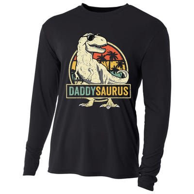 Daddysaurus T Rex Dinosaur Daddy Saurus Fathers Day Gift Dad Cooling Performance Long Sleeve Crew