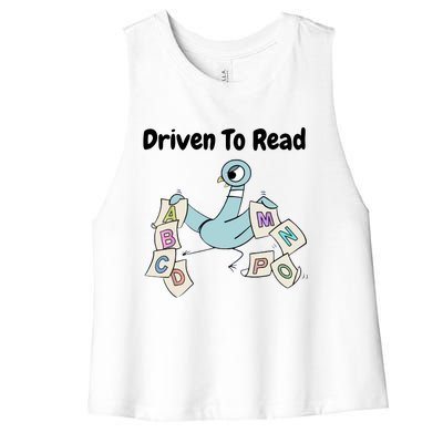 Driven To Read Pigeon Library Reading Books Reader Women's Racerback Cropped Tank