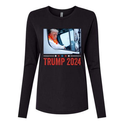 Donald Trump Rides In Garbage Truck Womens Cotton Relaxed Long Sleeve T-Shirt