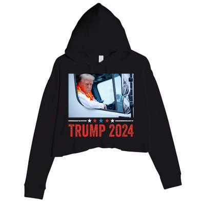 Donald Trump Rides In Garbage Truck Crop Fleece Hoodie