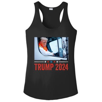 Donald Trump Rides In Garbage Truck Ladies PosiCharge Competitor Racerback Tank