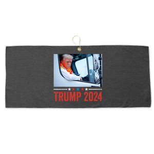 Donald Trump Rides In Garbage Truck Large Microfiber Waffle Golf Towel