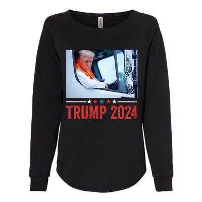 Donald Trump Rides In Garbage Truck Womens California Wash Sweatshirt