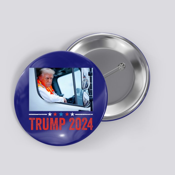 Donald Trump Rides In Garbage Truck Button