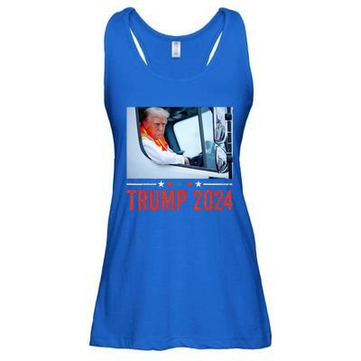 Donald Trump Rides In Garbage Truck Ladies Essential Flowy Tank