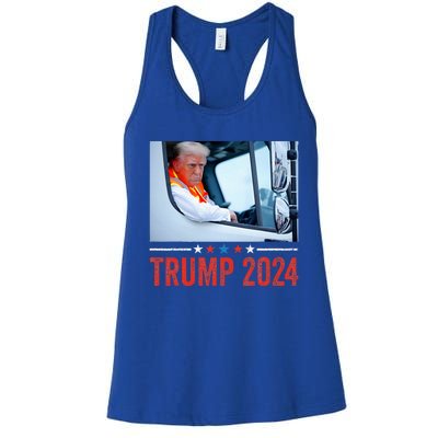 Donald Trump Rides In Garbage Truck Women's Racerback Tank