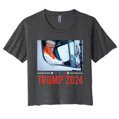 Donald Trump Rides In Garbage Truck Women's Crop Top Tee