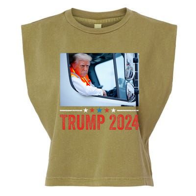 Donald Trump Rides In Garbage Truck Garment-Dyed Women's Muscle Tee