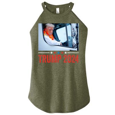 Donald Trump Rides In Garbage Truck Women's Perfect Tri Rocker Tank