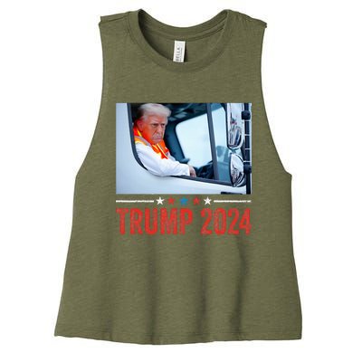 Donald Trump Rides In Garbage Truck Women's Racerback Cropped Tank