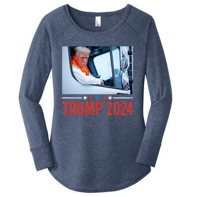 Donald Trump Rides In Garbage Truck Women's Perfect Tri Tunic Long Sleeve Shirt