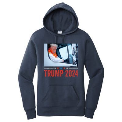 Donald Trump Rides In Garbage Truck Women's Pullover Hoodie