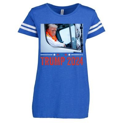 Donald Trump Rides In Garbage Truck Enza Ladies Jersey Football T-Shirt