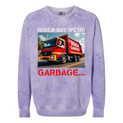 Donald Trump Rides In Garbage Truck Colorblast Crewneck Sweatshirt