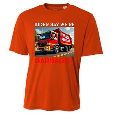 Donald Trump Rides In Garbage Truck Cooling Performance Crew T-Shirt