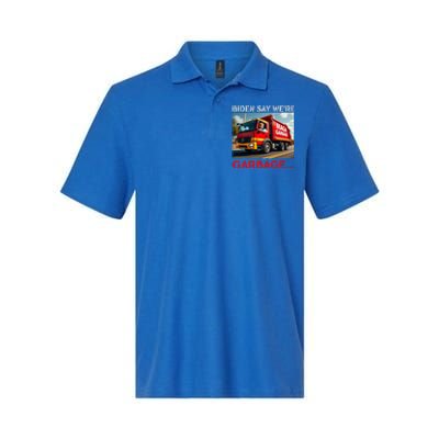 Donald Trump Rides In Garbage Truck Softstyle Adult Sport Polo