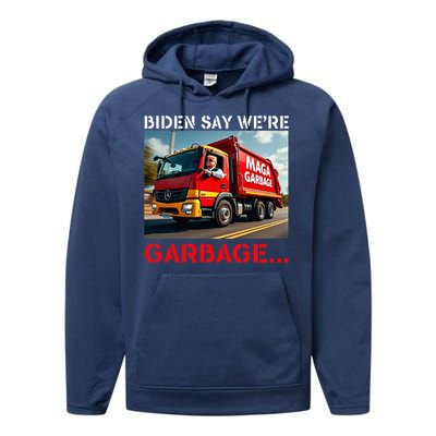 Donald Trump Rides In Garbage Truck Performance Fleece Hoodie