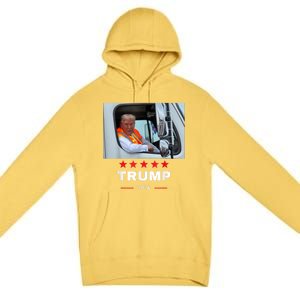 Donald Trump Rides In Garbage Truck Premium Pullover Hoodie