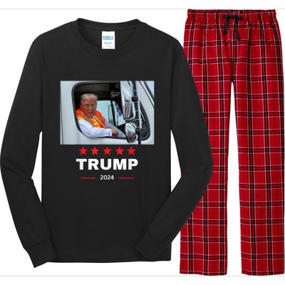 Donald Trump Rides In Garbage Truck Long Sleeve Pajama Set