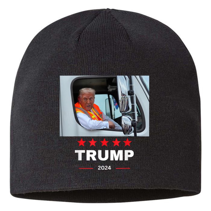 Donald Trump Rides In Garbage Truck Sustainable Beanie