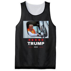 Donald Trump Rides In Garbage Truck Mesh Reversible Basketball Jersey Tank