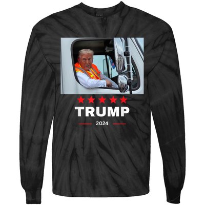 Donald Trump Rides In Garbage Truck Tie-Dye Long Sleeve Shirt