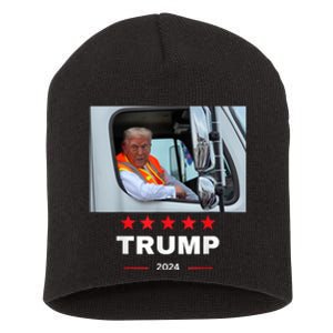 Donald Trump Rides In Garbage Truck Short Acrylic Beanie