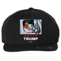 Donald Trump Rides In Garbage Truck Wool Snapback Cap