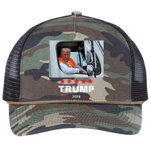 Donald Trump Rides In Garbage Truck Retro Rope Trucker Hat Cap