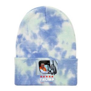 Donald Trump Rides In Garbage Truck Tie Dye 12in Knit Beanie