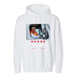 Donald Trump Rides In Garbage Truck Garment-Dyed Fleece Hoodie