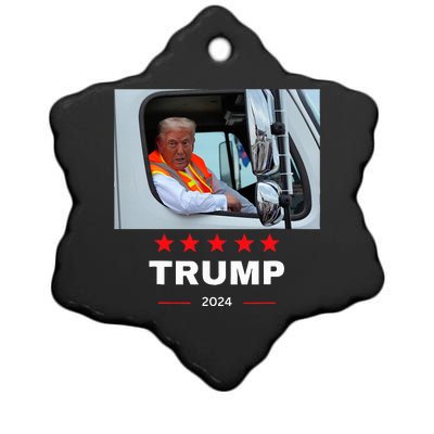 Donald Trump Rides In Garbage Truck Ceramic Star Ornament