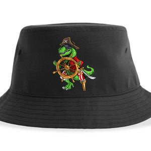 Dinosaur T Rex Pirate Hat Jolly Roger Halloween Skull Sustainable Bucket Hat