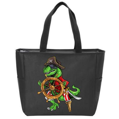 Dinosaur T Rex Pirate Hat Jolly Roger Halloween Skull Zip Tote Bag