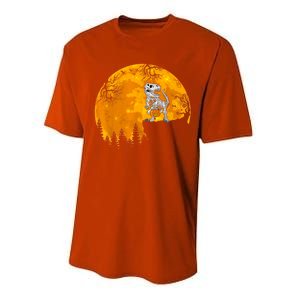 Dinosaur T Rex Skeleton Pumpkin With Moon Halloween Costume Great Gift Performance Sprint T-Shirt