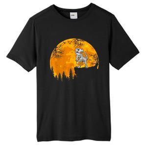 Dinosaur T Rex Skeleton Pumpkin With Moon Halloween Costume Great Gift Tall Fusion ChromaSoft Performance T-Shirt