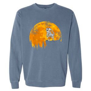 Dinosaur T Rex Skeleton Pumpkin With Moon Halloween Costume Great Gift Garment-Dyed Sweatshirt