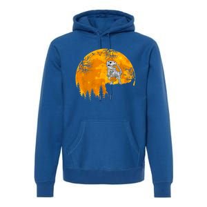 Dinosaur T Rex Skeleton Pumpkin With Moon Halloween Costume Great Gift Premium Hoodie