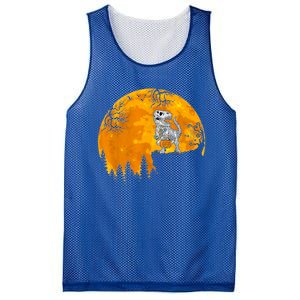 Dinosaur T Rex Skeleton Pumpkin With Moon Halloween Costume Great Gift Mesh Reversible Basketball Jersey Tank