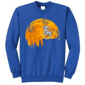 Dinosaur T Rex Skeleton Pumpkin With Moon Halloween Costume Great Gift Tall Sweatshirt