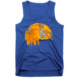 Dinosaur T Rex Skeleton Pumpkin With Moon Halloween Costume Great Gift Tank Top