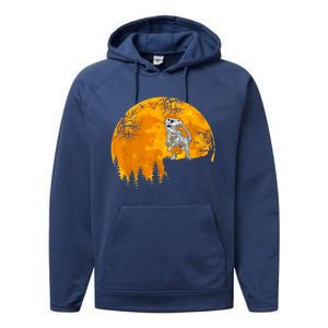 Dinosaur T Rex Skeleton Pumpkin With Moon Halloween Costume Great Gift Performance Fleece Hoodie